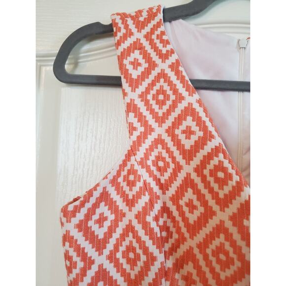 Anthropologie Hutch Jacquard Spring Peachy Pink White Structured Mini Dress Sz 8 - Picture 4 of 11